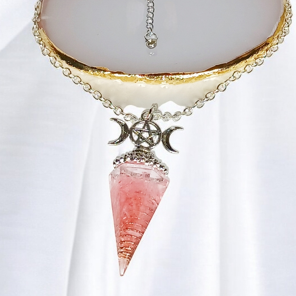 Silver Enchanted Choker Pink Dowsing Pendulum Witch Whimsygoth Pastel Goth 90s
